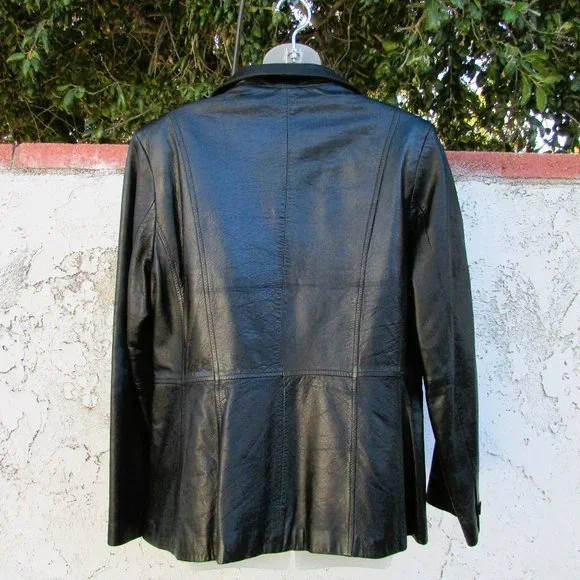 Wilsons PELLE STUDIO black leather blazer L